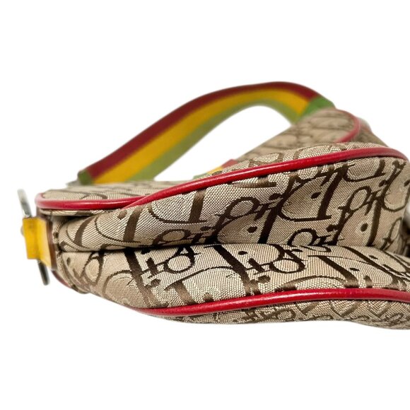 Christian Dior Vintage 2004 Trotter Monogram Logo Saddle Bag Rasta [105655] - Picture 8 of 13